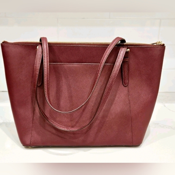 Michael Kors Burgundy Saffiano Leather Tote Authentic